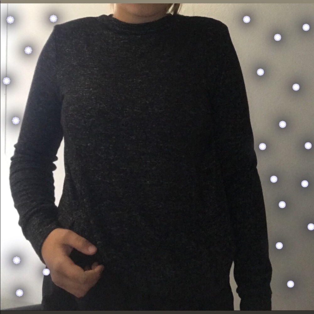 black sweater with white speckles